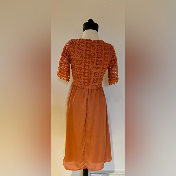 Roolee Terracotta Lace Sleeve Dress - Picture 2 of 4